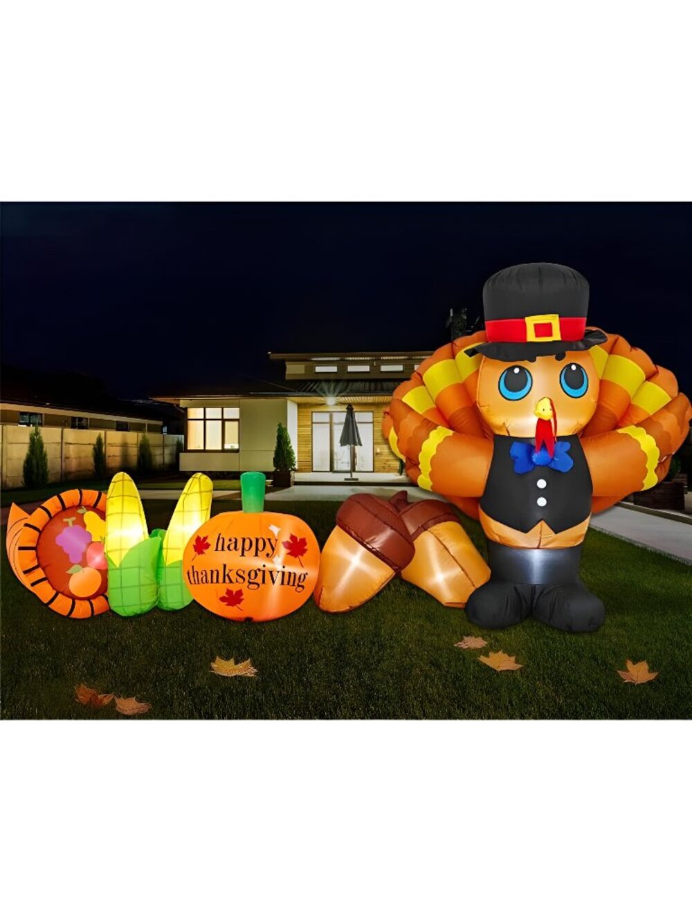 9FT Long Thanksgiving Inflatables Turkey Outdoor Decorations Blow Up Turkey